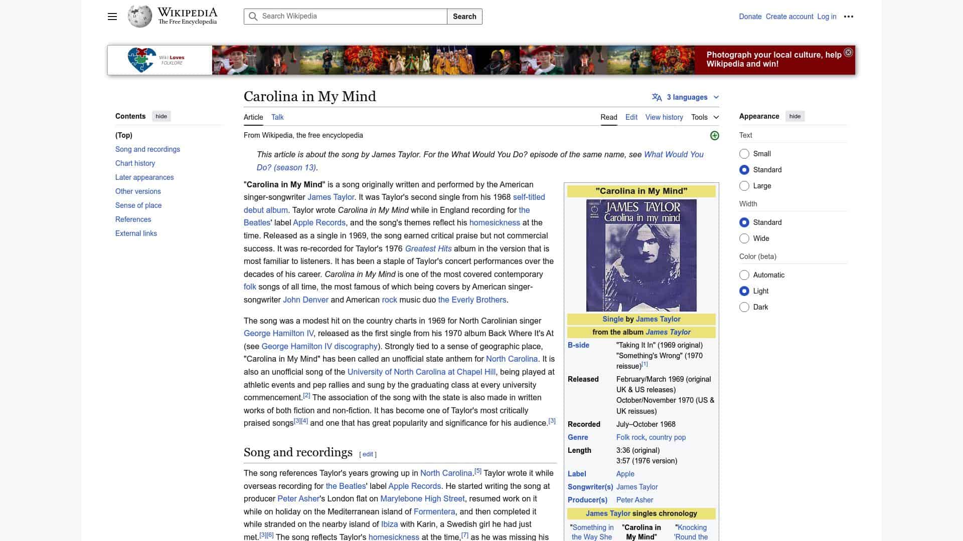 Iconic Hits Of James Taylor - Carolina In My Mind