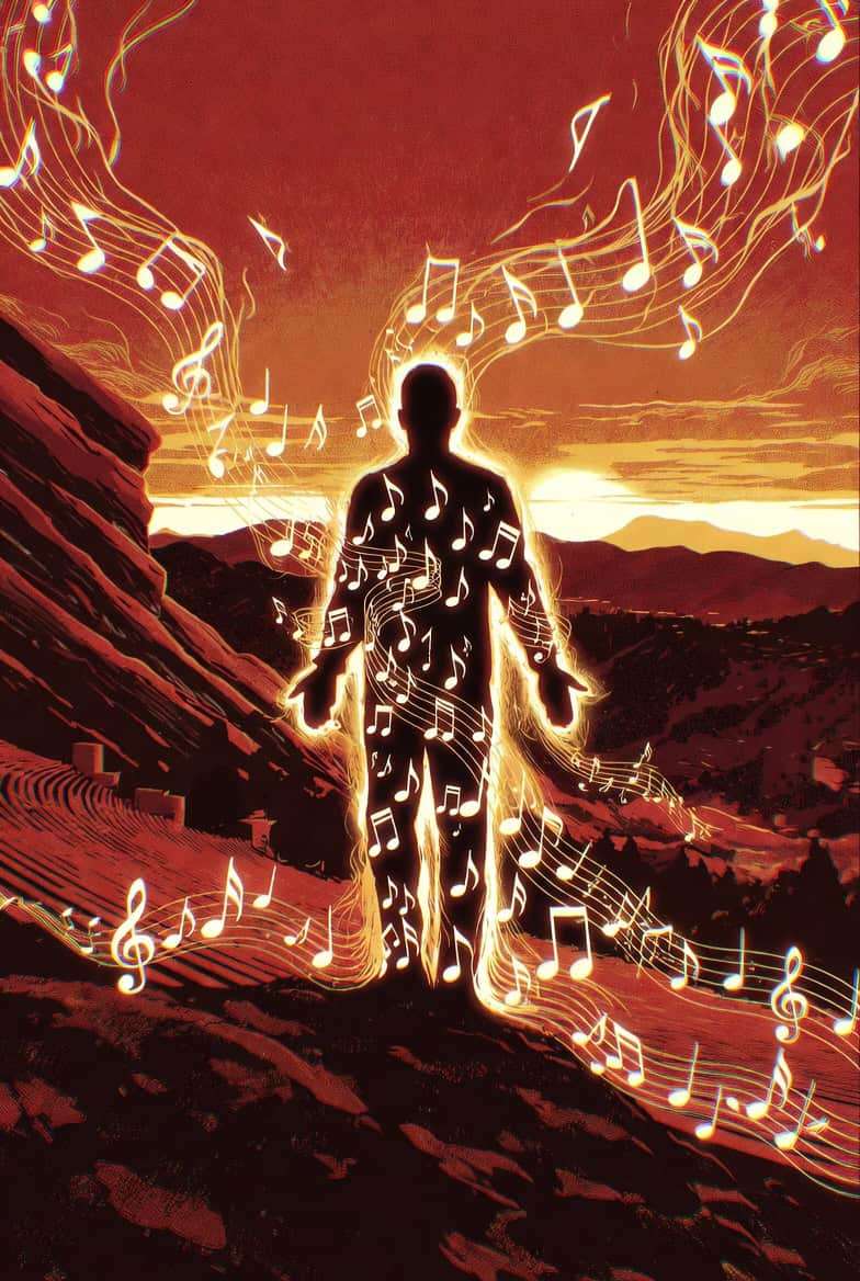 A Powerful Image Of Someone Absorbing The Music From Red Rocks