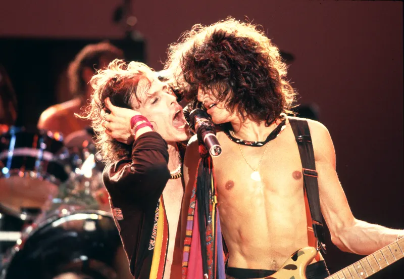 Aerosmith Performing Live Onstage In The 1970S With Steven Tyler And Joe Perry During Their Peak Hard Rock Era